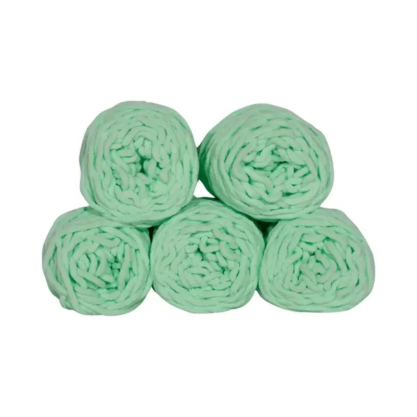 Set 5 Bollen Dikke Wol Mint Groen - Chunky Garen - Haken - Breien - 7 Mm Breed - 235 Meter - Perfect Voor Amigurumi thumbnail