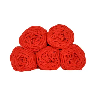 Set 5 Bollen Dikke Wol Licht Rood - Chunky Garen - Haken - Breien - 7 Mm Breed - 235 Meter - Perfect Voor Amigurumi