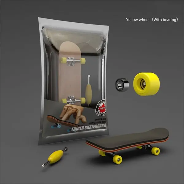 Relouka Professioneel Fingerboard - Vinger Skateboard - Mini Skateboard - Hoge Kwaliteit - Geel thumbnail