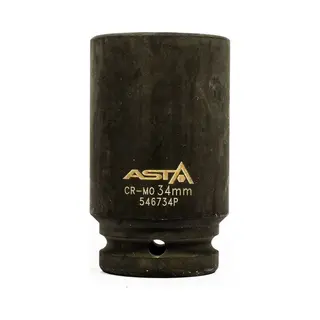 Asta/Satra Twaalfkant Verlengde Krachtdop - 34 Mm - 3/4 Duims Aansluiting - Slagdop - Impact Dop - Rateldop - Asta