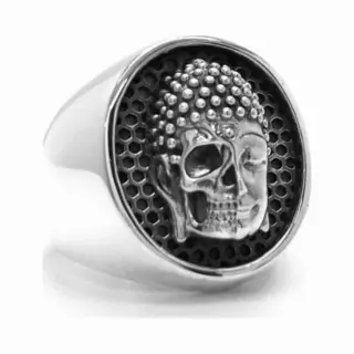 Behave Echt Zilveren Skull/Buddha Ring Voor Heren En Dames - 925 Sterling Zilver