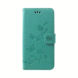 Bloemen & Vlinders Book Case - Geschikt Voor Samsung Galaxy A50 / A30s Hoesje - Cyan