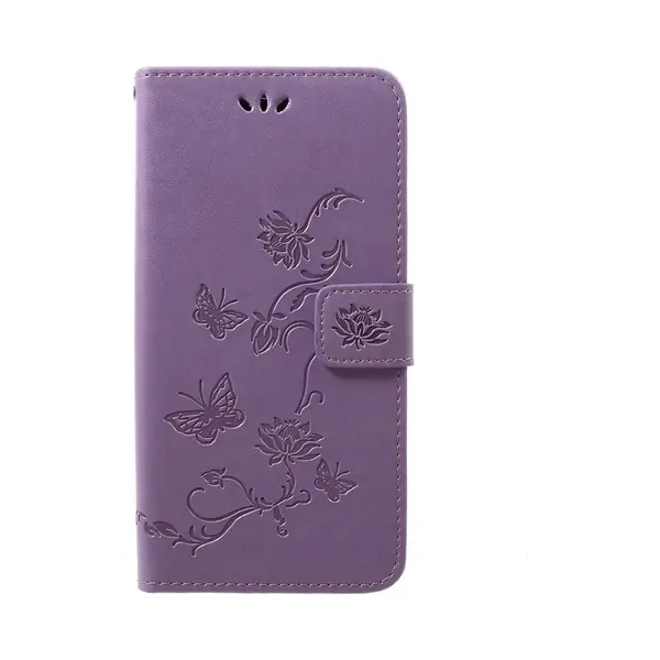 Bloemen & Vlinders Book Case - Geschikt Voor Samsung Galaxy A50 / A30s Hoesje - Paars thumbnail