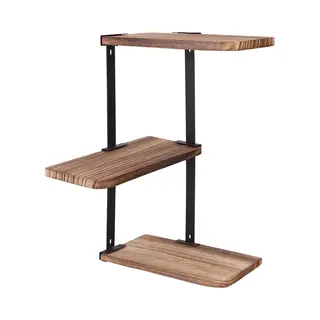 Unho Rustieke Hoek Muurplank - 3 Tiers Muur Opgezet Drijvend Rek - Display Opbergmeubel - Voor Slaapkamer Badkamer Keuken