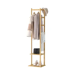 Unho Bamboe Kapstok - Kledingrek - Kapstok - Vrijstaand - 2 Planken - 3 Haken Voor Kleding, Hoeden, Tassen, Hal, Entree