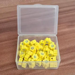 50 Stuks Kralen Bloem Smiley Geel - 1 Cm - Figuurkralen - Kleikralen - Fimokralen - Kralen Bloem Emoji Geel - Polymeer Kralen