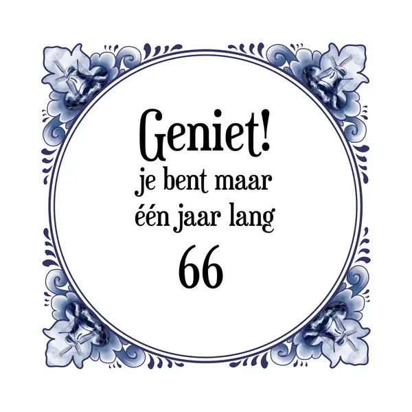Merkloos ‘ Verjaardag Tegeltje Met Spreuk (66 Jaar, Geniet! Je Bent Maar één Jaar 66! + Cadeau Verpakking & Plakhanger thumbnail