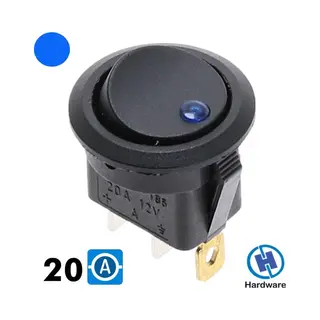 Tuimel Wipschakelaar 12V Rond - 20A - Blauw Led Indicator - Inbouw - Inbouwschakelaar - Scooter - Auto - Boot - Camper - Schakelaar Tuimelschakelaar -