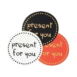 Sluitsticker Groot - Sluitzegel – Present For You | Zwart – Wit – Rood - Goud| Verjaardagskaart - Envelop | Bedankje - Birthday | Envelop