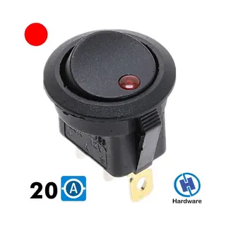 Tuimel Wipschakelaar 12V Rond - 20A - Rood Led Indicator - Inbouw - Inbouwschakelaar - Scooter - Auto - Boot - Camper - Schakelaar Tuimelschakelaar -