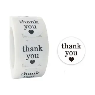 40x Sluitsticker 2, 5cm - Sluitzegel – Thank You | Wit - Zwart | Hart – Hartje - Sierlijk | Bedankje – Envelop – Dankjewel | Chique | Envelop