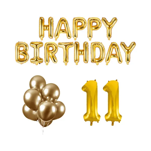 11 Jaar Verjaardag Versiering Ballon Pakket Goud thumbnail