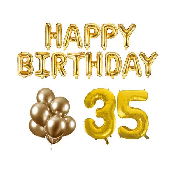 35 Jaar Verjaardag Versiering Ballon Pakket Goud thumbnail