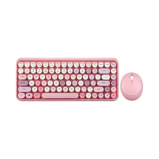Perixx Periduo 713 Draadloos Compact Roze Toetsenbord En Muis 2in1 Desktop Set - Pastelroze - Retro Toetsenbord - 2.4ghz (2023 V)