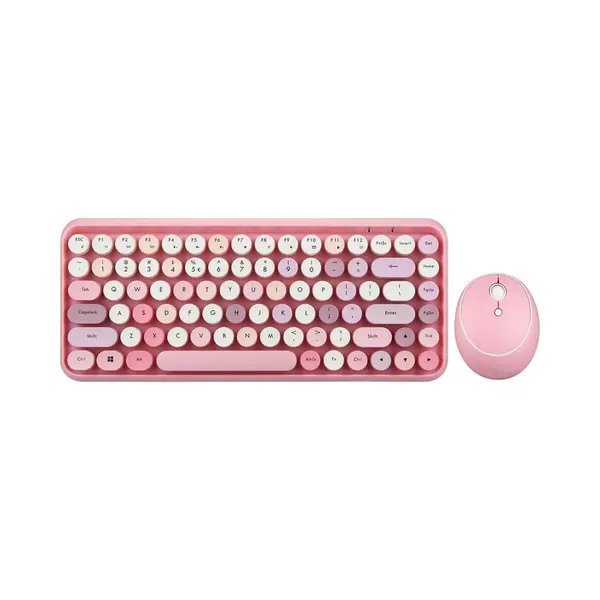 Perixx Periduo 713 Draadloos Compact Roze Toetsenbord En Muis 2in1 Desktop Set - Pastelroze - Retro Toetsenbord - 2.4ghz (2023 V) thumbnail