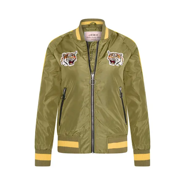 Subprime Mhm Fashion - Kinderjas Maat Xl Zomer Bomber Jacket Tiger Heads Army - Groen thumbnail