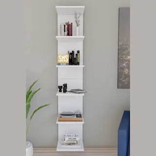 Sns Home, Mdf Wandmontage Boekenkast, Decoratieve Plank, Wandplank, Wit, Wandmontage, Mdf 6 Planken