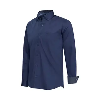 Cappuccino Italia Stretch Overhemd Ancona - Heren Overhemd - Katoen Elastaan - Blauw - Maat L
