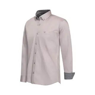 Cappuccino Italia - Heren Overhemden Stretch Overhemd Ancona - Grijs - Maat Xl