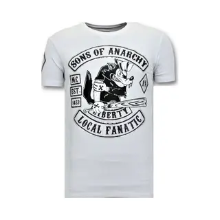 Local Fanatic Exclusieve Heren T Shirt Met Print - Sons Of Anarchy Mc - Wit