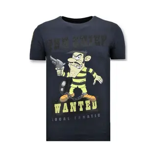 Local Fanatic T-Shirt Heren Opdruk - The Chief Wanted - Blauw