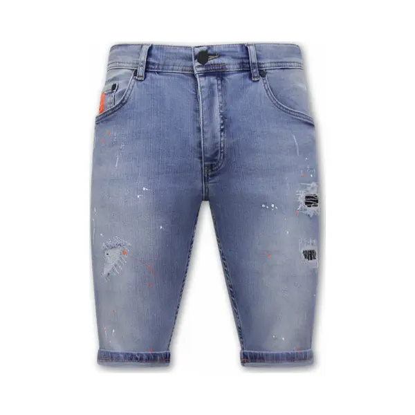 Local Fanatic Heren Denim Korte Jeans Slim Fit - 1048 - Blauw thumbnail
