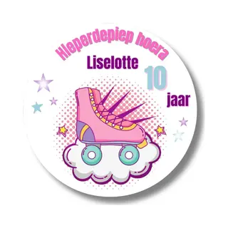 Traktatie Stickers Met Naam En Leeftijd - Rolschaatsen Skeelers - 20 Stuks - Gepersonaliseerd - Uitdelen - 4 Cm
