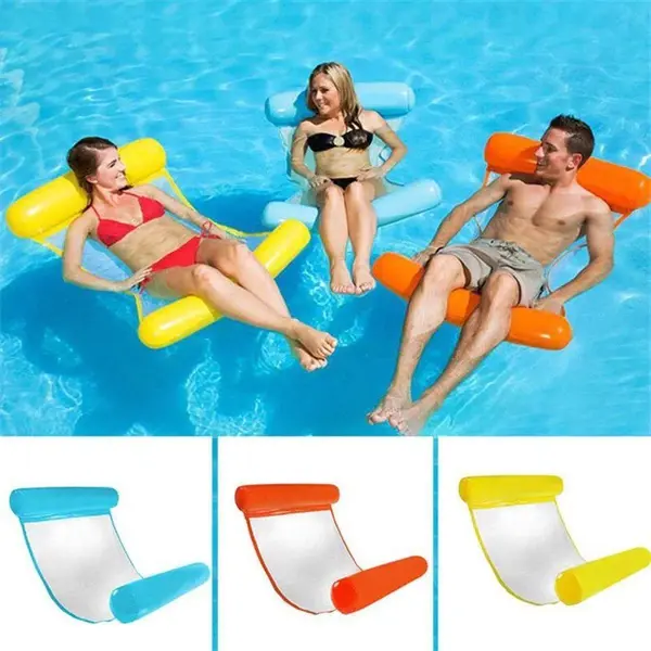 Waterhangmat - Opblaasbaar Lounge Luchtbed – Hoofdsteun - Zwembad Luchtbed - Water Hangmat - Hangmat - Zwemmen - Waterspeelgoed - Zwembad Spelletjes thumbnail
