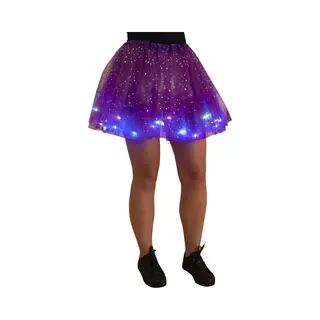 Chiamax Tule Rokje - Tutu - Volwassen Petticoat - Gekleurde Led Lampjes - Onder Rok - Paars - Sterretjes - Festival