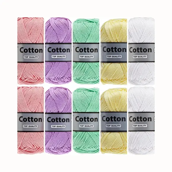 Lammy Yarns Cotton Eight Zachte Pastel Kleuren - Katoengaren Pakket - 10 Bollen - Breigaren/haakgaren thumbnail