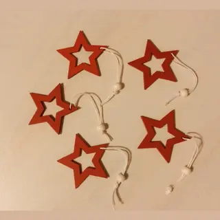 Verano Houten Kersthanger Kerstboomhanger Hanger Kerstdecoratie Rode Ster Read Star 5 Stuks