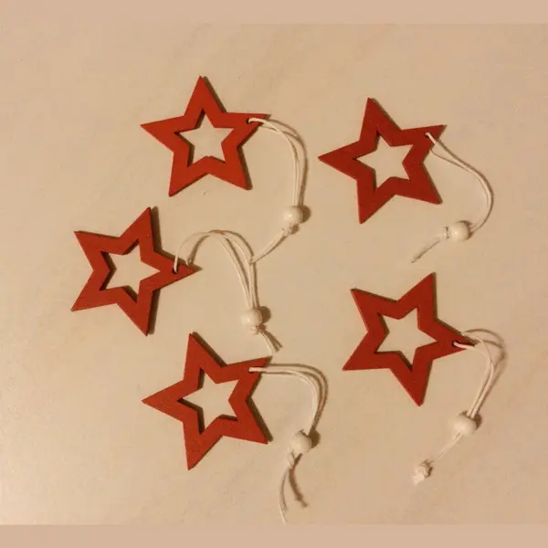 Verano Houten Kersthanger Kerstboomhanger Hanger Kerstdecoratie Rode Ster Read Star 5 Stuks thumbnail