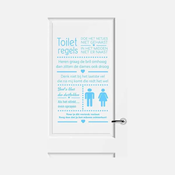 Muursticker Toiletregels - Lichtblauw - 60 X 100 Cm - Nederlandse Teksten Toilet Raam En Deur Stickers - Toilet thumbnail