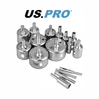 Us.Pro Tools by Bergen Tegelboren / Diamant Boren Set Geschikt Voor Het Boren Van Keramiek, Glas En Porselein 16-delig