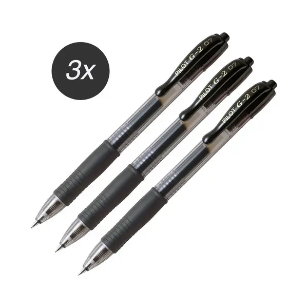 Pilot G-2 – Gel Ink Zwarte Rollerball Pen 3 Stuks – Medium Tip thumbnail