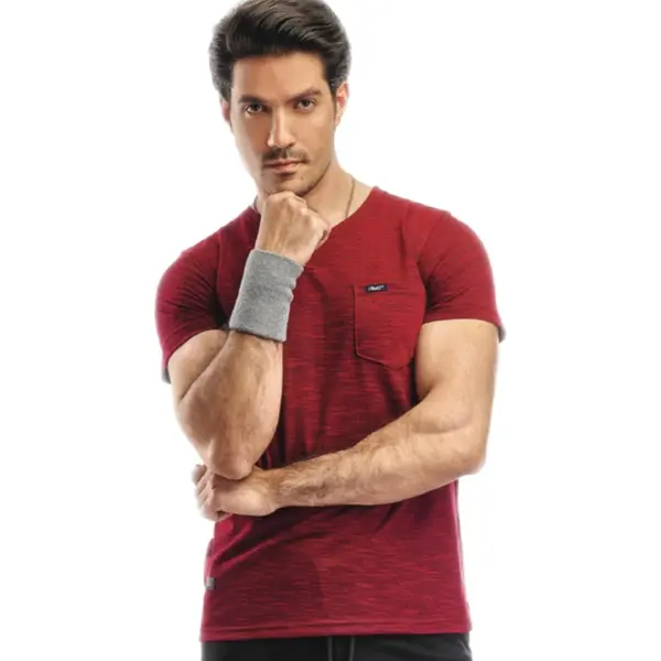 Embrator Mannen T-shirt Zwart/rood Melange Maat L thumbnail