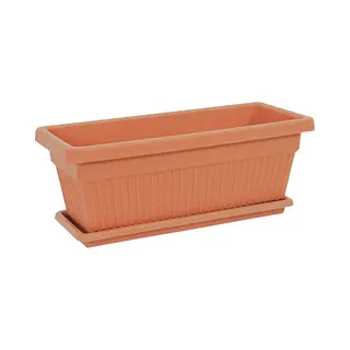 Serinova Kunststof Bloembak Winterhard Terra Cotta Kleur 42L Gratis Schaal 75x30cm