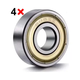 Lager 608 - Binnendiameter 8mm Buitendiameter 22mm Breedte 7mm – Skateboard Lager – Rolschaats Lager – 4 Stuks - Goud