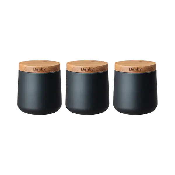 Denby Storage Canisters, Black, Set Of 3 thumbnail