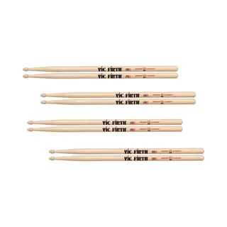 Vic Firth American Classic Series Drumsticks - 5B - American Hickory - Holz Tip - Natur- 4 Paar Value Pack