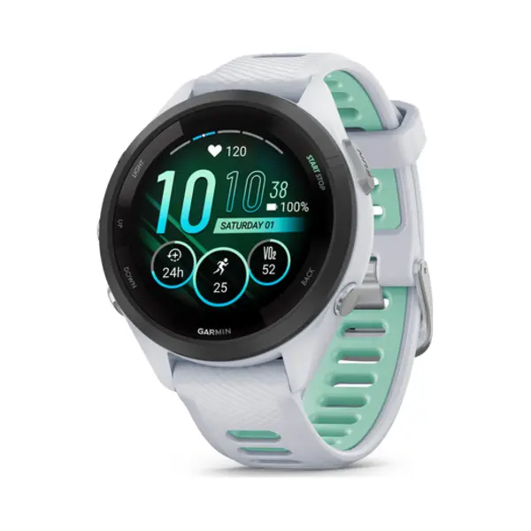 Garmin Forerunner 265S 2,79 cm (1,1") Amoled 42 mm Digital 360 x 360 Pixel Touchscreen Schwarz, Weiß Wi-Fi Gps (Satellit) thumbnail