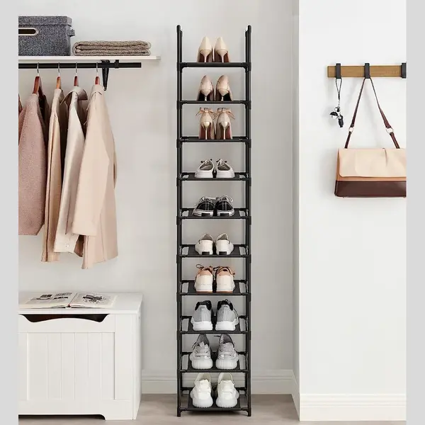 Lexium Schoenenrek - Opbergen Van Schoenen - Schoenenbank 10 Niveaus - Open Schoenenkast - Opbergkast Van Schoenen Industrieel - Smal En Hoog - 33 X thumbnail