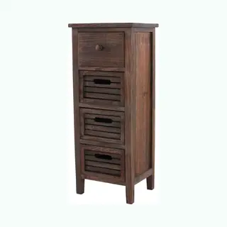 Cosmo Casa Ladenkast - Ladekast Kast - 4 Laden - 74x30x25cm In Shabby - Look Vintage - Bruin