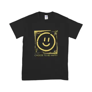 Gildan Grappig Dames En Heren T Shirt - Quote, Choose To Be Happy - Smiley - Zwart - 5XL