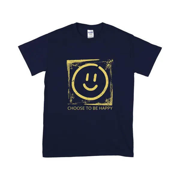 Gildan Grappig Dames En Heren T Shirt - Quote, Choose To Be Happy - Smiley - Blauw - Xl thumbnail