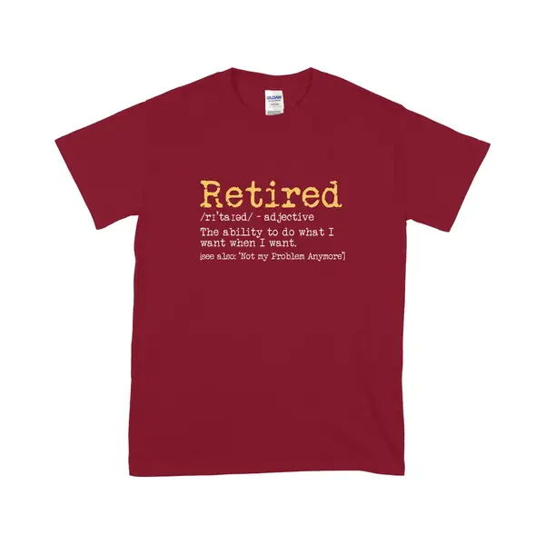 Gildan T Shirt Dames Heren - Pensioen - Grappige Tekst - Rood - M thumbnail