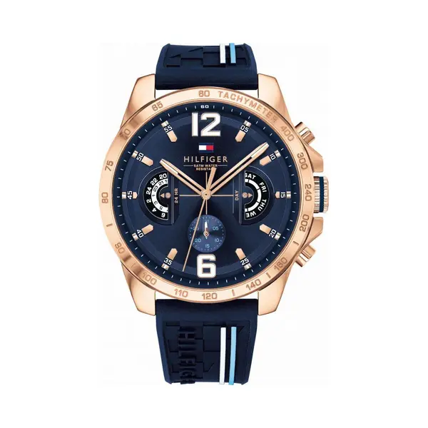 Tommy Hilfiger Multi Zifferblatt Quarz Uhr Für Herren Mit Marinblaues Silikonarmband - 1791474 thumbnail