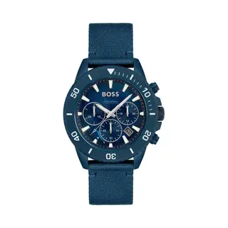 Hugo Boss Admiral Solar Chronograph Watch 1513919 – 46mm Blue Dial Blue Fabric Strap