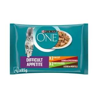12x Purina One Kattenvoer Nat Adult Difficult Appitite Kip 4 X 85 Gr