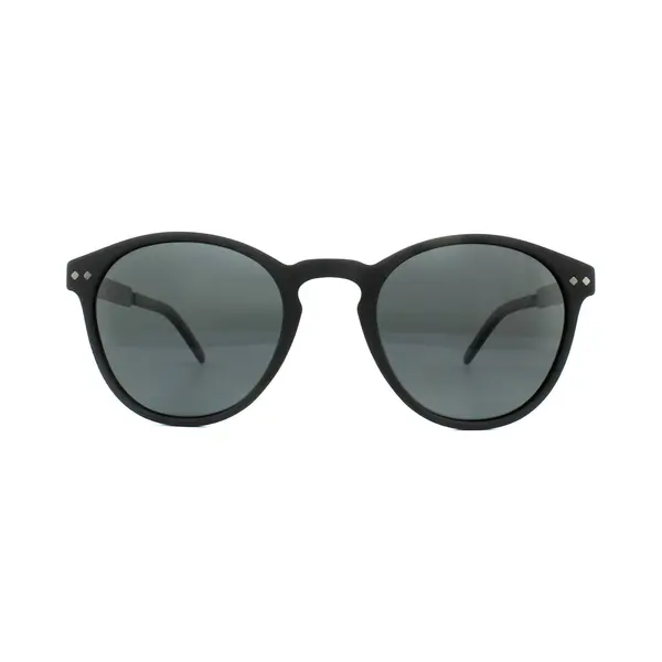 Polaroid Round Shiny Black Grey Polarized Sunglasses thumbnail